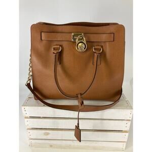MICHAEL KORS, HAMILTON LARGE BROWN LEATHER SHOULDER BAG ASIS